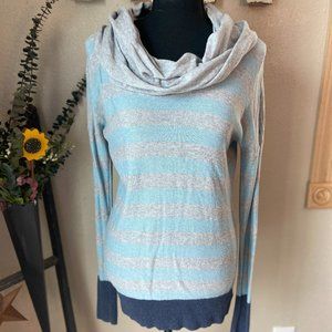 ⭐️10/$10 Blue & Grey Stripe Cowl Neck Sweater by If it were Me M